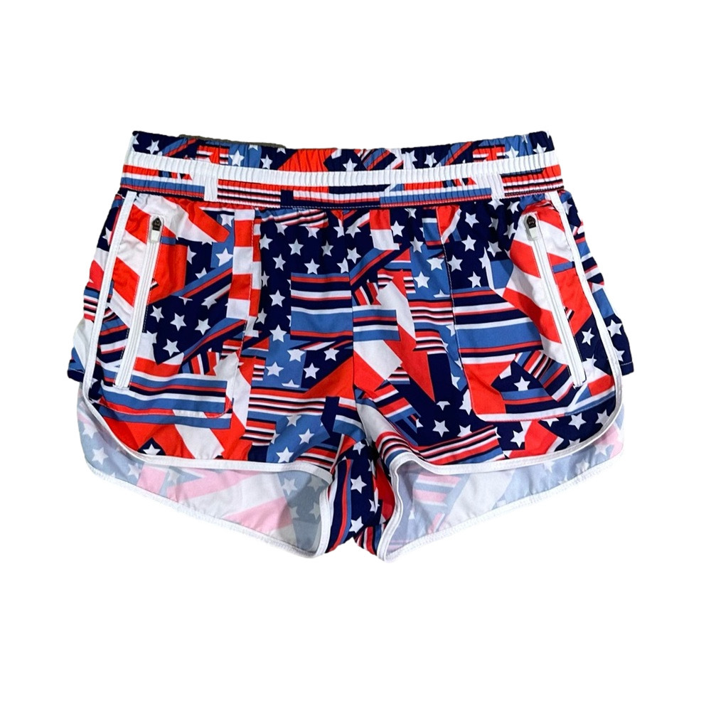 Fabletics Red, White, Blue Flag patch Tyson Shorts Size Small